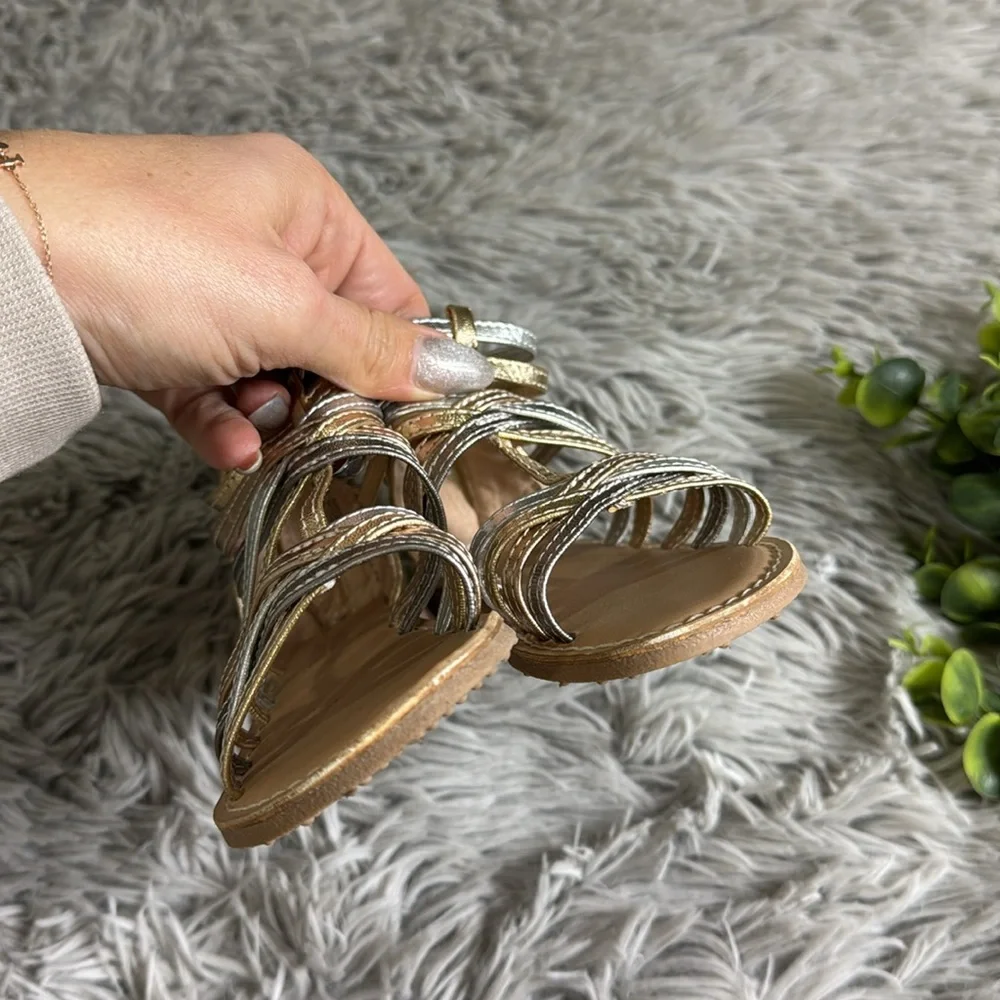 Harper canyon girls gold and silver gladiator sandals toddler size 8